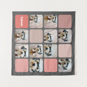 10フォトコラージグレイ赤面ピンクコーラルスクリプト名 タペストリー (正面(横))