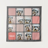 10フォトコラージグレイ赤面ピンクコーラルスクリプト名 タペストリー (正面)