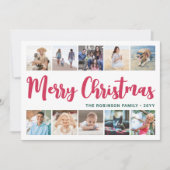 10フォトコラージスクリプトメリークリスマスモダン シーズンカード (正面)
