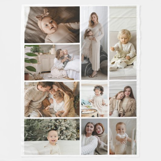 10フォトコラージュのテンプレート パーソナライズされた フリースブランケット (正面)