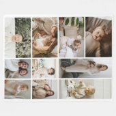 10フォトコラージュのテンプレート パーソナライズされた フリースブランケット (正面(横))