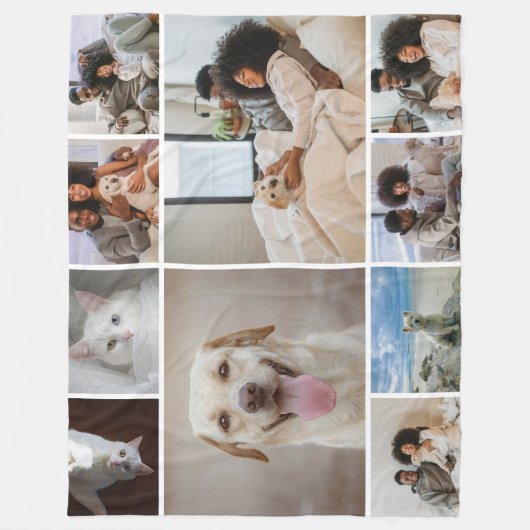 10フォトコラージュパーソナライズされた家族 フリースブランケット (正面)