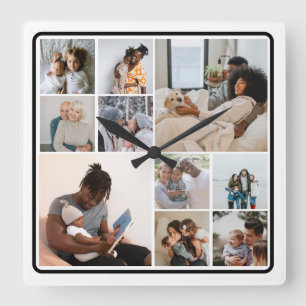 10フォトコラージュパーソナライズされた スクエア壁時計