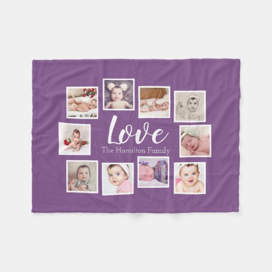 10フォトコラージュパーソナライズされた フリースブランケット (正面(横))