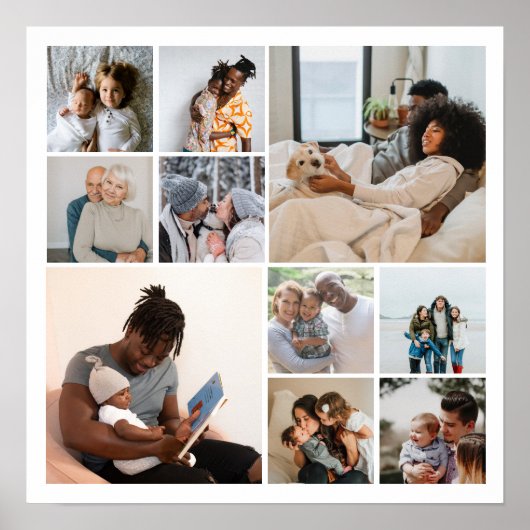 10フォトコラージュパーソナライズされた ポスター (正面)