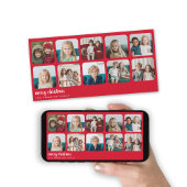 10フォトコラージュミニマルクリスマスレッド シーズンカード