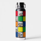 10フォトコラージュモダンキューブ赤青緑イエロー ウォーターボトル (背面)