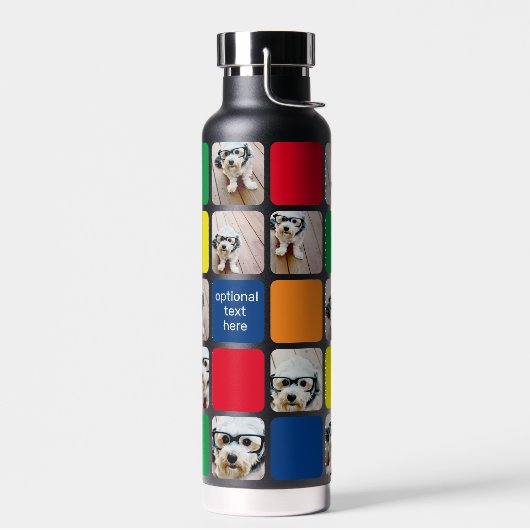 10フォトコラージュモダンキューブ赤青緑イエロー ウォーターボトル (左面)