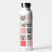 10フォトコラージュモダンキューブ – コーラルピンク赤面 ウォーターボトル (左面)