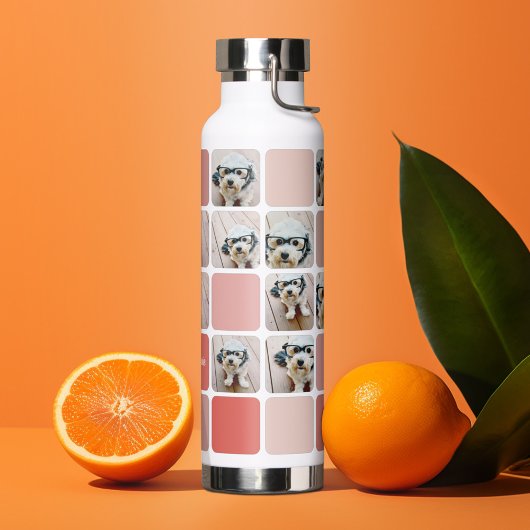 10フォトコラージュモダンキューブ – コーラルピンク赤面 ウォーターボトル