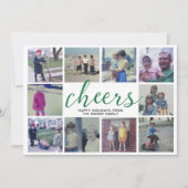 10フォトコラージュ応援と緑ストライプのパターン シーズンカード (正面)