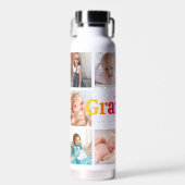 10フォトコラージュ愛おばあちゃん数々のカラーはっきりした ウォーターボトル (正面)