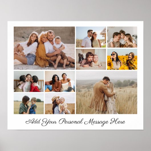 10フォトコラージュ自分の挨拶を追加 ポスター (正面)