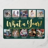 10フォトコラージュ&キャプショングリーンなんと1年！ 箔シーズンカード (正面)