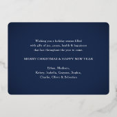 10フォトコラージュ&キャプションネイビーブルーなんと1年！ 箔シーズンカード (裏面)