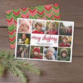 10フォトコラージュ – メリークリスマスレッドグリーン シーズンカード