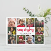 10フォトコラージュ – メリークリスマスレッドグリーン シーズンカード (スタンド正面)