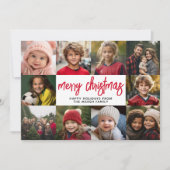 10フォトコラージュ – メリークリスマスレトロストライプ シーズンカード (正面)