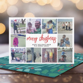 10フォトコラージュ – Merry Christmasティール(緑がかった色)植物学 シーズンカード