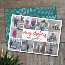 10フォトコラージュ – Merry Christmasティール（緑がかった色）植物学