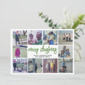 10フォトコラージュ – Merry Christmas Green Botanical シーズンカード (スタンド正面)