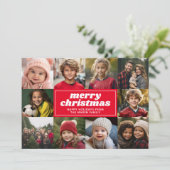 10フォトコラージュ – Merry Christmas Red Line Art シーズンカード (スタンド正面)