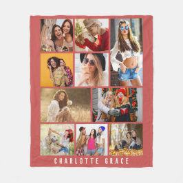 10フォトシンプルバラモダン赤シック名 フリースブランケット