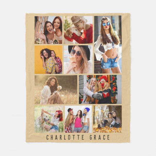 10フォトシンプルモダンウミニマルンスタイリッシュ名 フリースブランケット (正面)