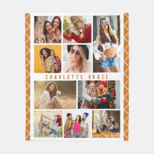 10フォトシンプルモダンミニマルーPlaid Chic Name フリースブランケット