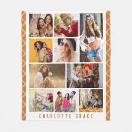 10フォトシンプルモダンミニマルーPlaid Chic Name フリースブランケット