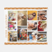 10フォトシンプルモダンミニマルーPlaid Chic Name フリースブランケット (正面(横))