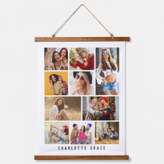 10フォトシンプルモダンミニマル名スタイリッシュ黒 吊り下げ型タペストリー (正面)