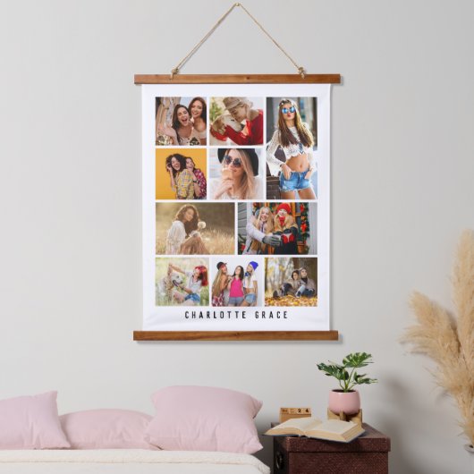 10フォトシンプルモダンミニマル名スタイリッシュ黒 吊り下げ型タペストリー (寝室)