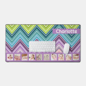 10フォトジグカラフルザグパーソナライズされた デスクマット (キーボード&マウス)