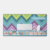 10フォトジグカラフルザグパーソナライズされた デスクマット (キーボード&マウス)