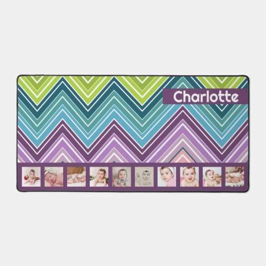 10フォトジグカラフルザグパーソナライズされた デスクマット (正面)