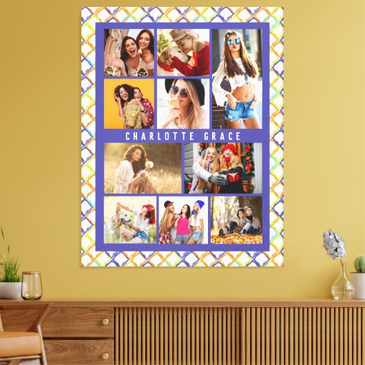 10フォトトレンディーモダンカラフルジオメトリック名 キャンバスプリント (インサイチュ (リビング))