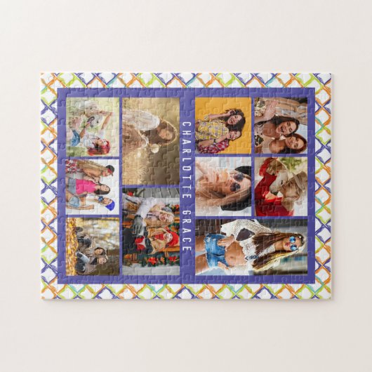 10フォトトレンディーモダンカラフルジオメトリック名 ジグソーパズル (横)