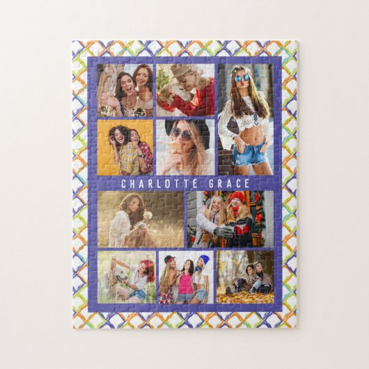 10フォトトレンディーモダンカラフルジオメトリック名 ジグソーパズル (縦)