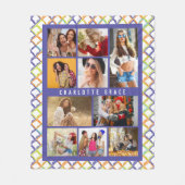 10フォトトレンディーモダンカラフルジオメトリック名 フリースブランケット (正面)