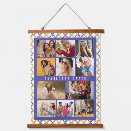 10フォトトレンディーモダンカラフルジオメトリック名 吊り下げ型タペストリー (正面)