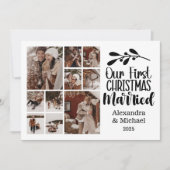 10フォトミニマリスト私たちの初めてのクリスマス 結婚した シーズンカード (正面)