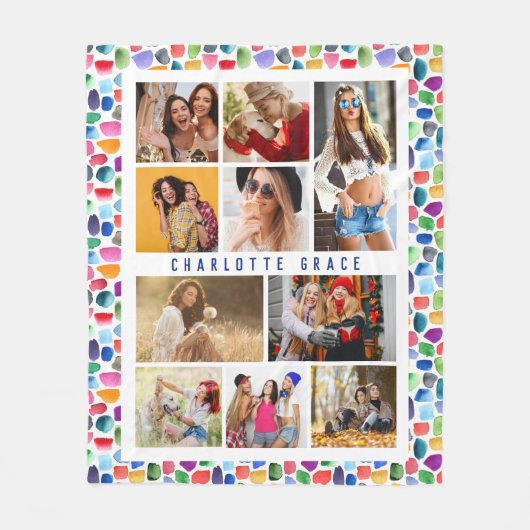 10フォトモダンウォータカラフルーの色抽象芸術名 フリースブランケット (正面)