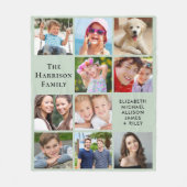 10フォトモダンコラージュセージグリーン フリースブランケット (正面)