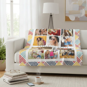 10フォトモダン抽象芸術カラフルジオメトリック名 フリースブランケット