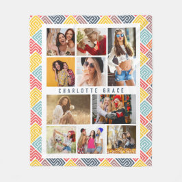 10フォトモダン抽象芸術カラフルジオメトリック名 フリースブランケット