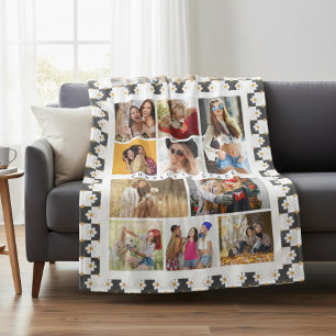 10フォトモダンGroovyデイジーの花スタイリッシュ名 フリースブランケット