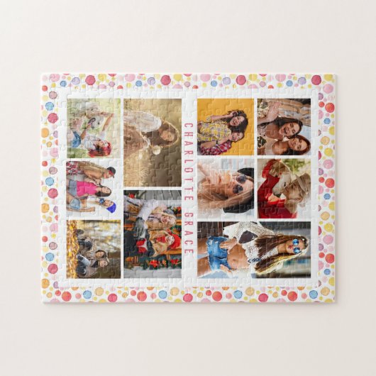 10フォト水モダン色スタイリッシュ水玉模様名 ジグソーパズル (横)