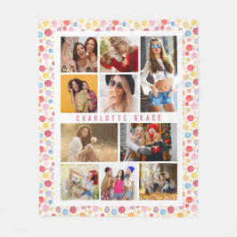 10フォト水モダン色スタイリッシュ水玉模様名 フリースブランケット