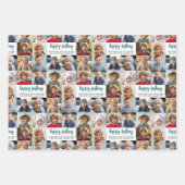 10フォト縁ど誕生日文字センター – ティール(緑がかった色)グレー ラッピングペーパーシート (正面2)